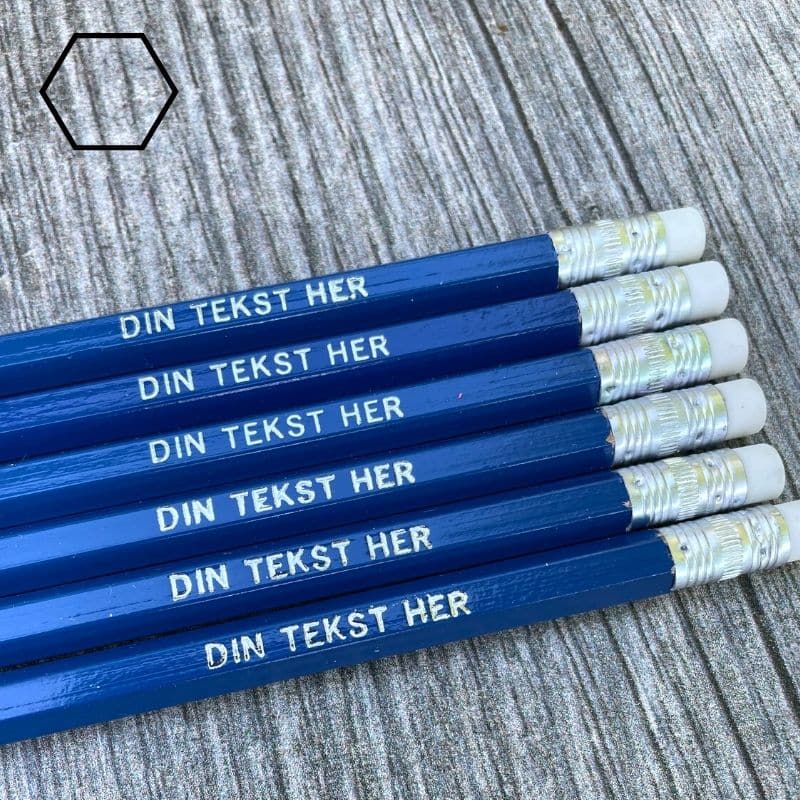 Mörkblå pennor med tryck