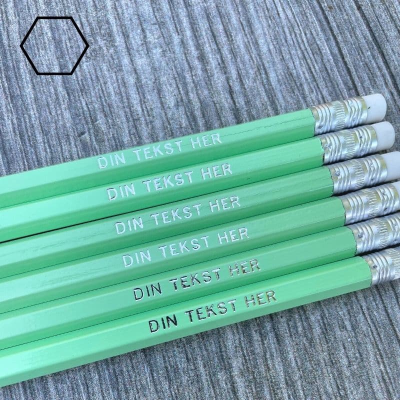Pastelgrønne blyanter med navn
