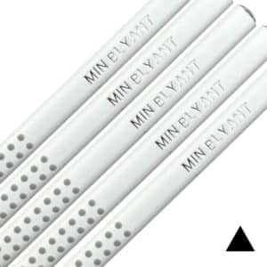 Hvide grip blyanter fra Faber-Castell med navn