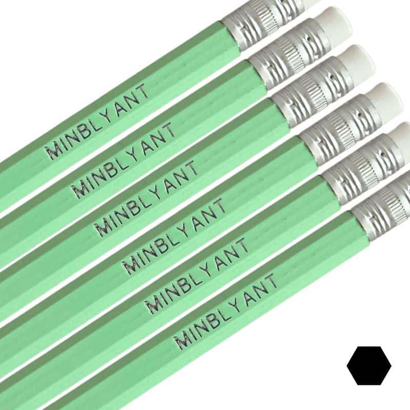 Pastel green pencils with name print