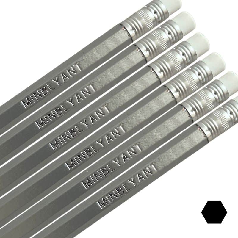 Nice pencils in metallic silver look. With name or text.