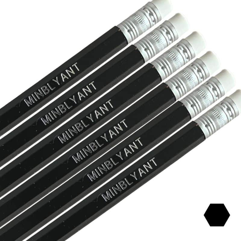 Sorte sekskantede blyanter med navn
