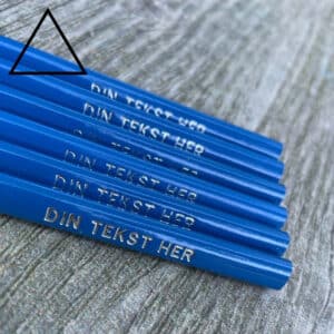 Blå pennor med namn - triangulär