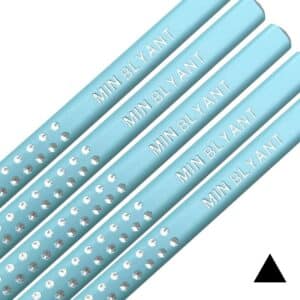 Light blue Sparkle glitter pencils with name. faber-Castell