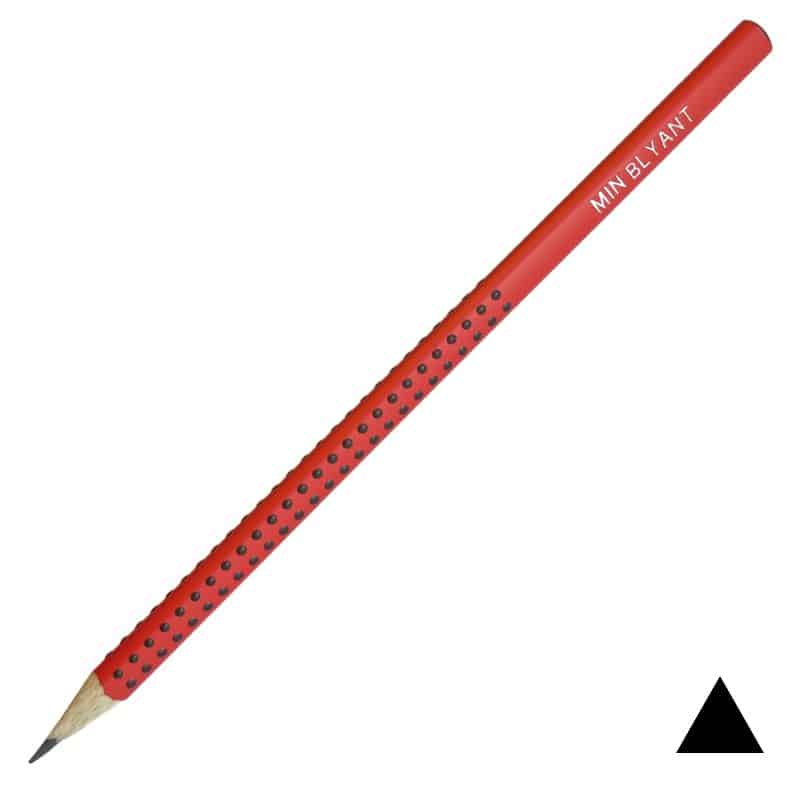 Røde grip blyanter med navn fra Faber-Castell