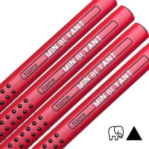 Faber-Castell red grip pencils with name. Jumbo thickness