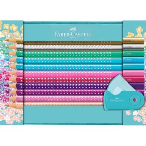 Faber-Castell metallboks med Sparkle Grip fargeblyanter 20 stk