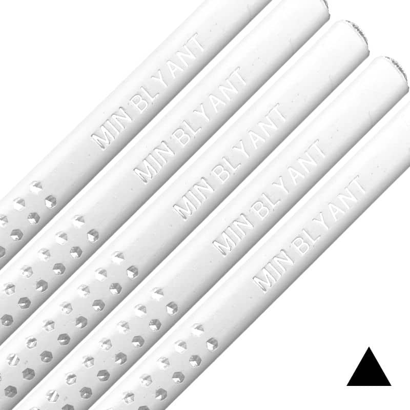 Hvide Sparkle blyanter med navn fra Faber-Castell