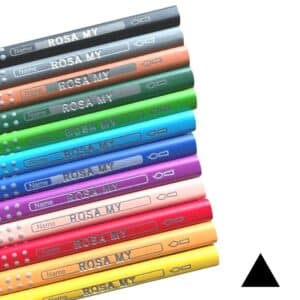Faber-Castell färgpennor med namn.