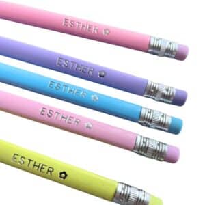 Triangular name pencils with eraser