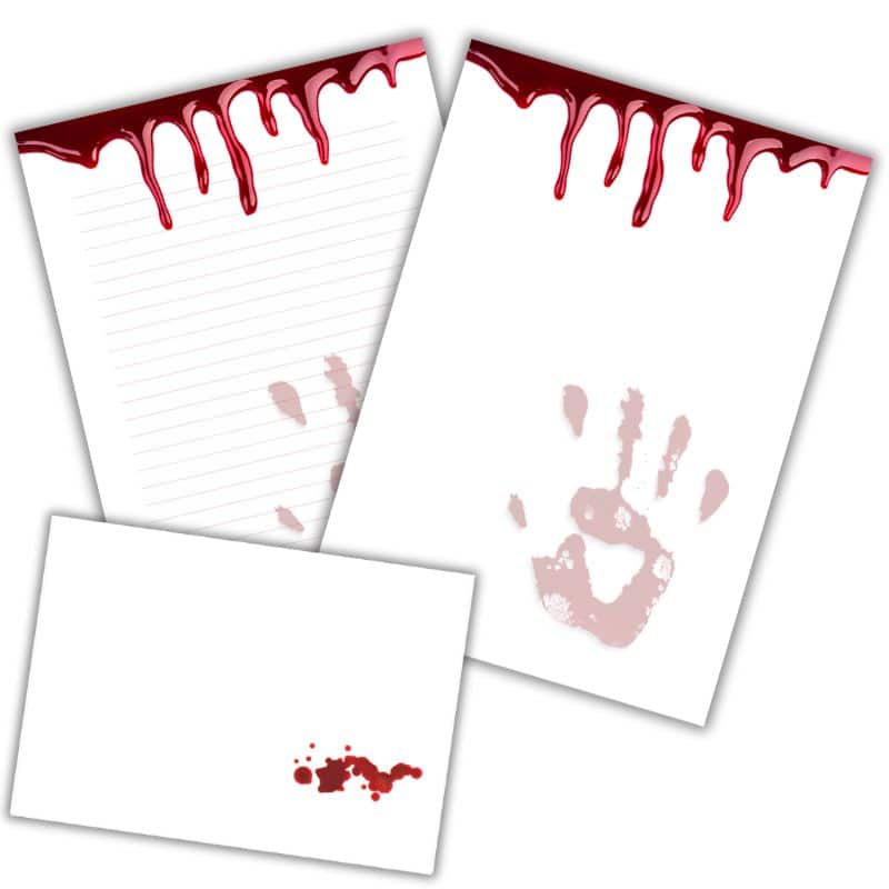 Klip-og-saml-selv kuvert med blodige Halloween detaljer