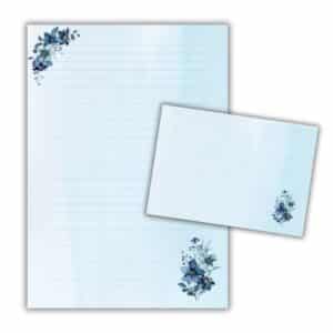 Perfekt til håndskrevne breve med blå blomster design