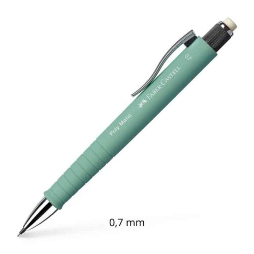 Stiftblyant i flot støvet grøn fra Faber-Castell. Soft touch til 0,7 mm stifter. Udskifteligt viskelæder.