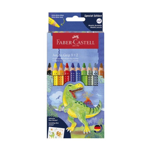 Faber-Castell Jumbo Grip farveblyanter DINO 8+2 stk.