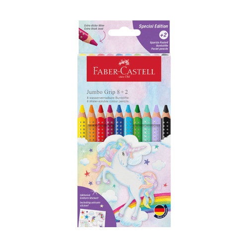 Faber-Castell Jumbo Grip farveblyanter ENHJØRNING 8+2 stk.