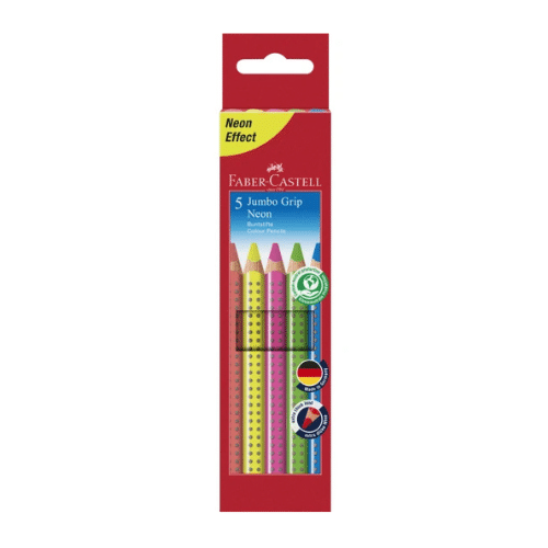 Faber-Castell Jumbo Grip neon farveblyanter trekantede 6 stk.